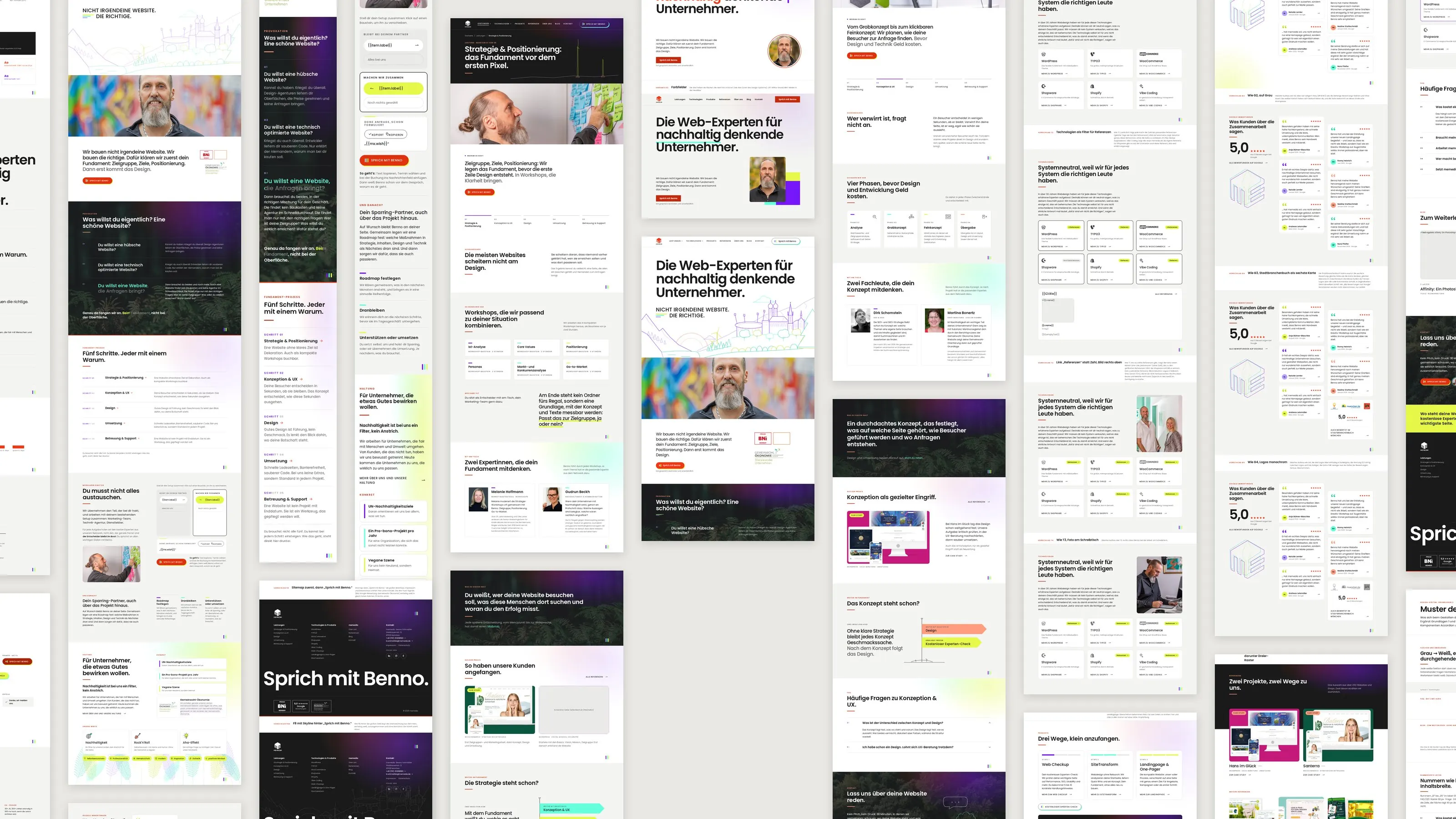 Seiten der neuen memedia.de als Collage