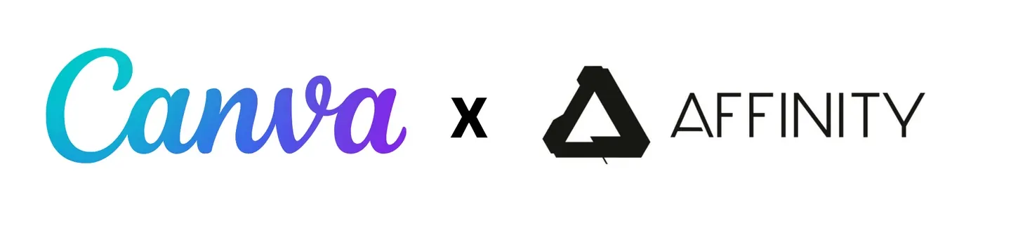 Canva × Affinity: das gemeinsame Logo aus der Pressemitteilung von Canva zur Übernahme