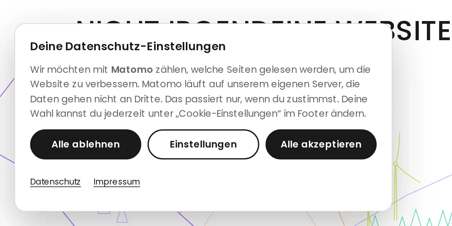 So kann es aussehen: das Cookie-Banner auf memedia.de, „Alle ablehnen“ und „Alle akzeptieren“ gleichwertig auf der ersten Ebene