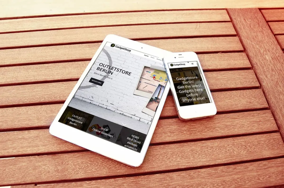 Onlineshop GadgetStore.Berlin auf Tablet und Smartphone (Stand damals)