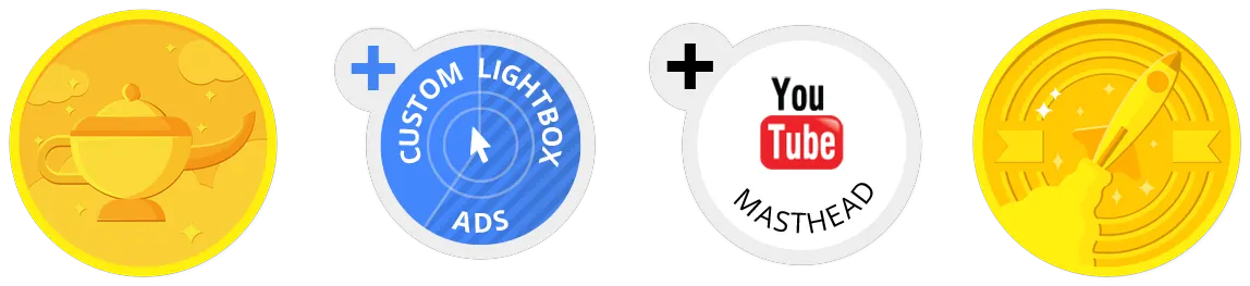 Abzeichen Dynamic Creatives, Custom Lightbox Ads, YouTube Masthead und AdWords