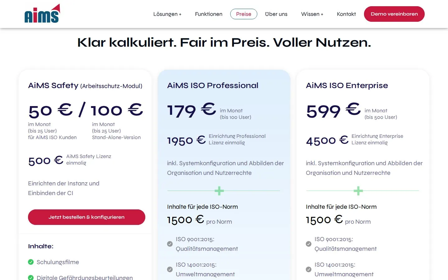 Screenshot aimsonline.de/preise