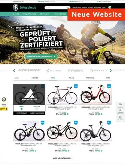 Screenshot bikesale.de nach dem Relaunch