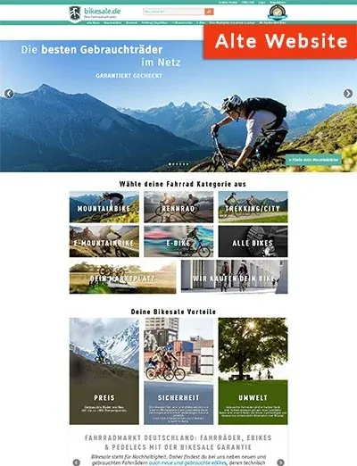 Screenshot der alten Website bikesale.de