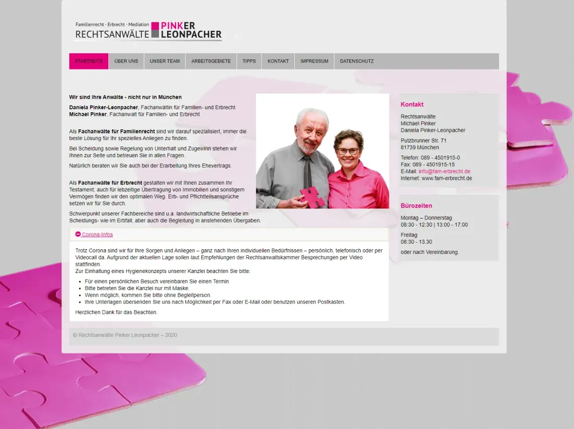 Screenshot der alten Startseite fam-erbrecht.de