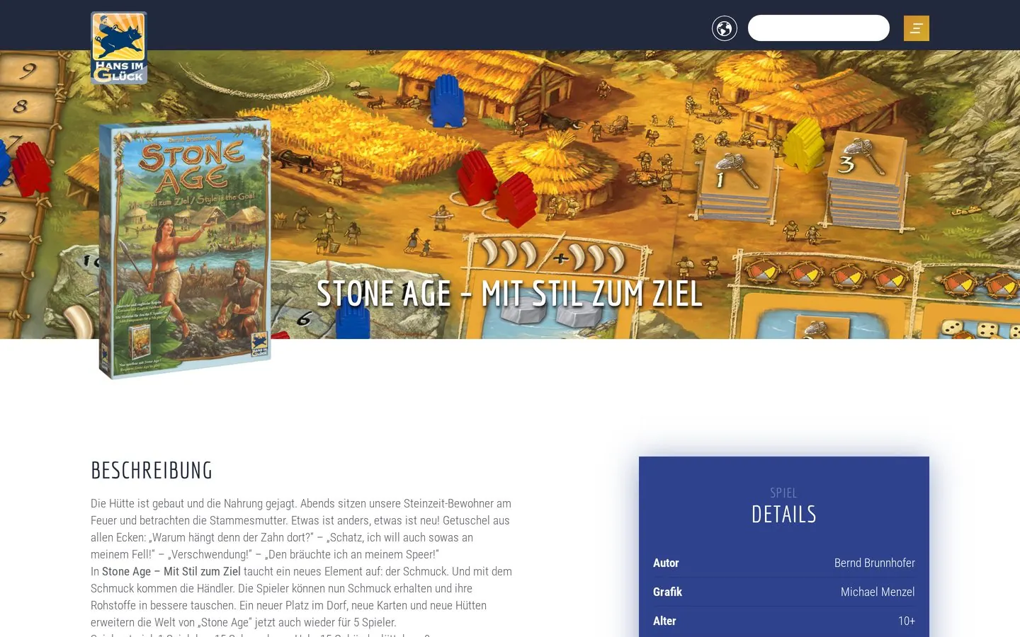 Screenshot hans-im-glueck.de/game/stone-age