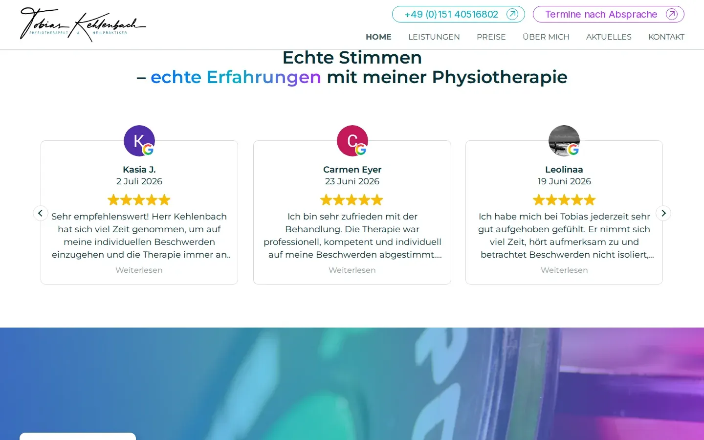 Screenshot tobias-kehlenbach.de, Startseite