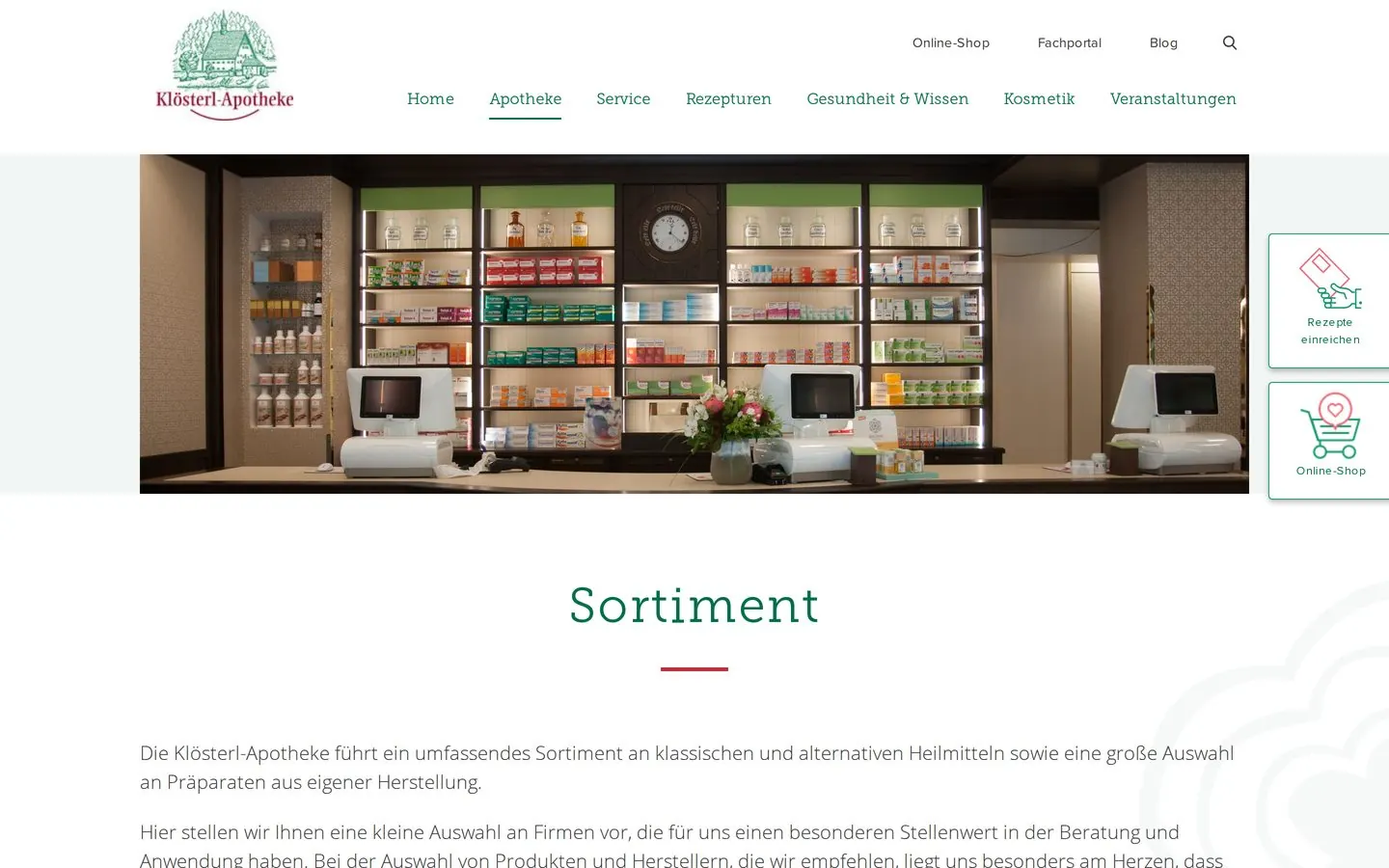 Screenshot kloesterl-apotheke.de/sortiment
