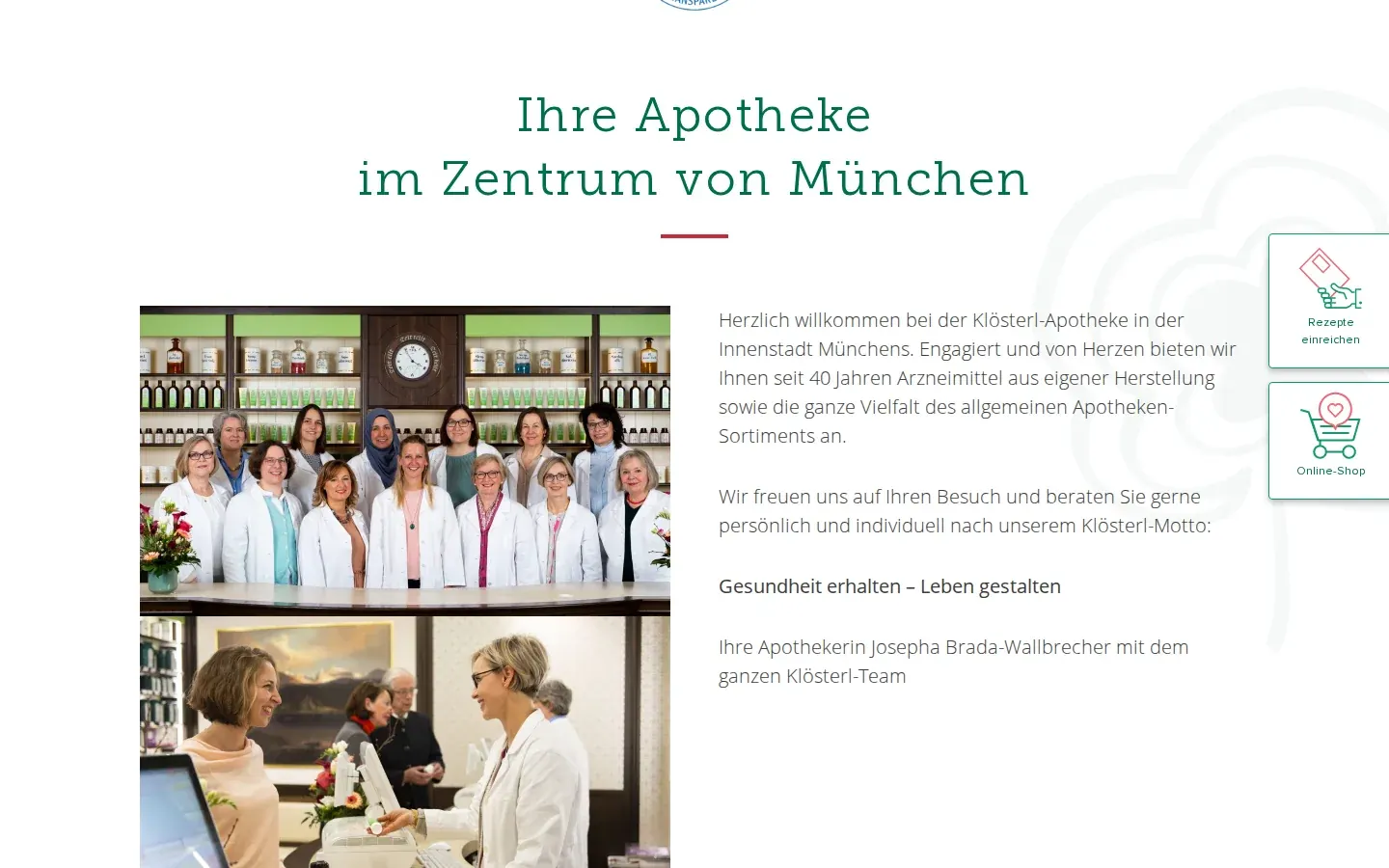 Screenshot kloesterl-apotheke.de, Startseite