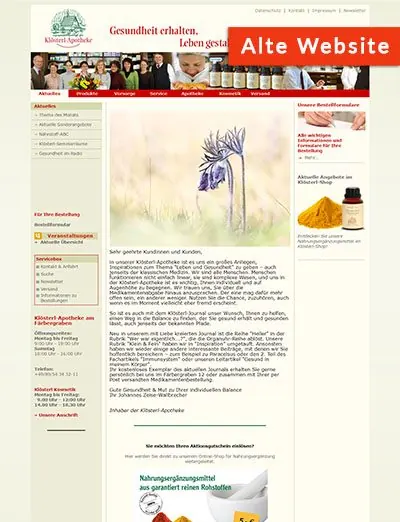 Alte Website Klösterl Apotheke