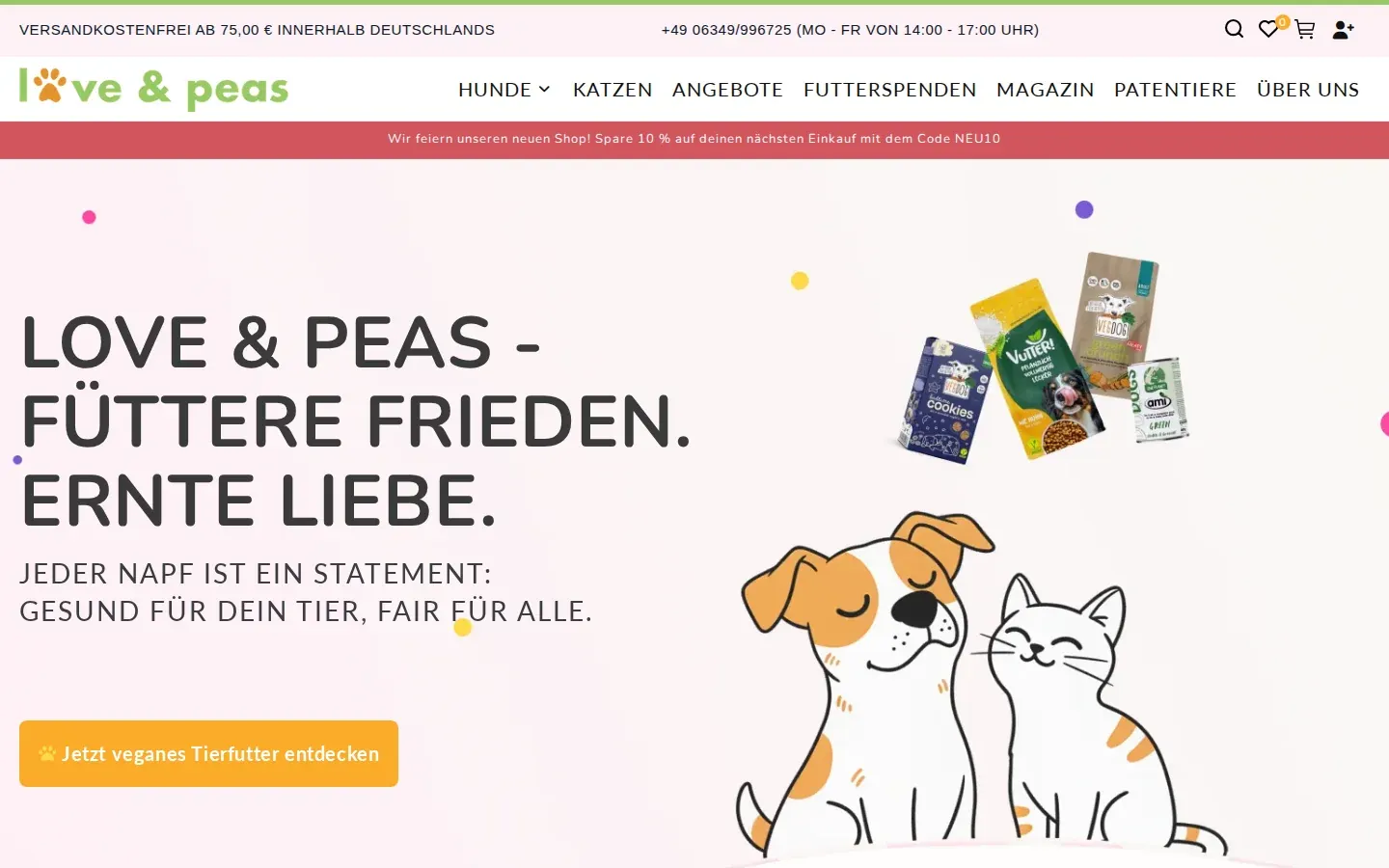 Screenshot loveandpeas.de