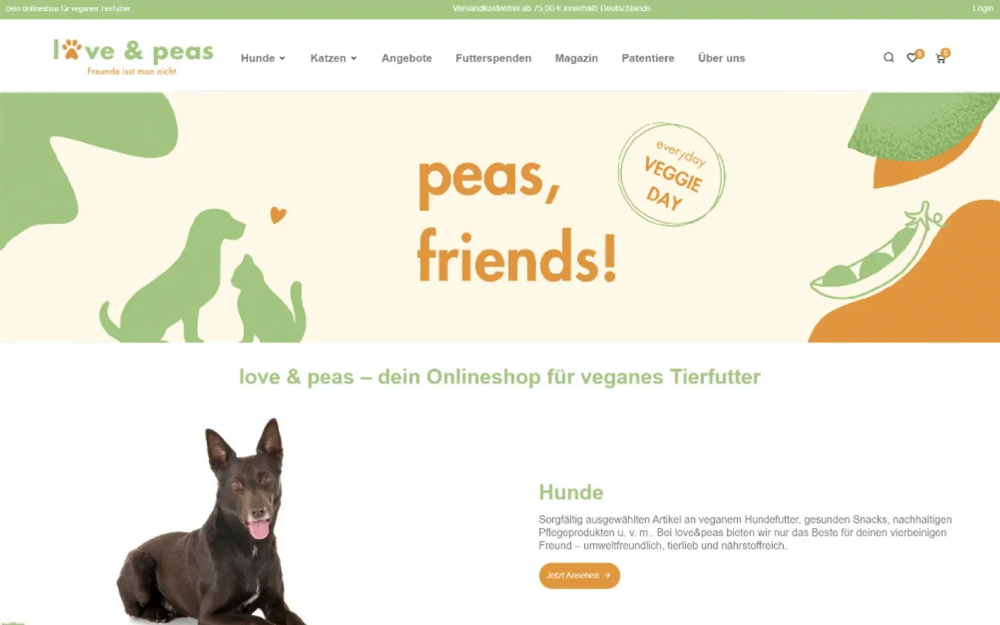 Screenshot loveandpeas.de