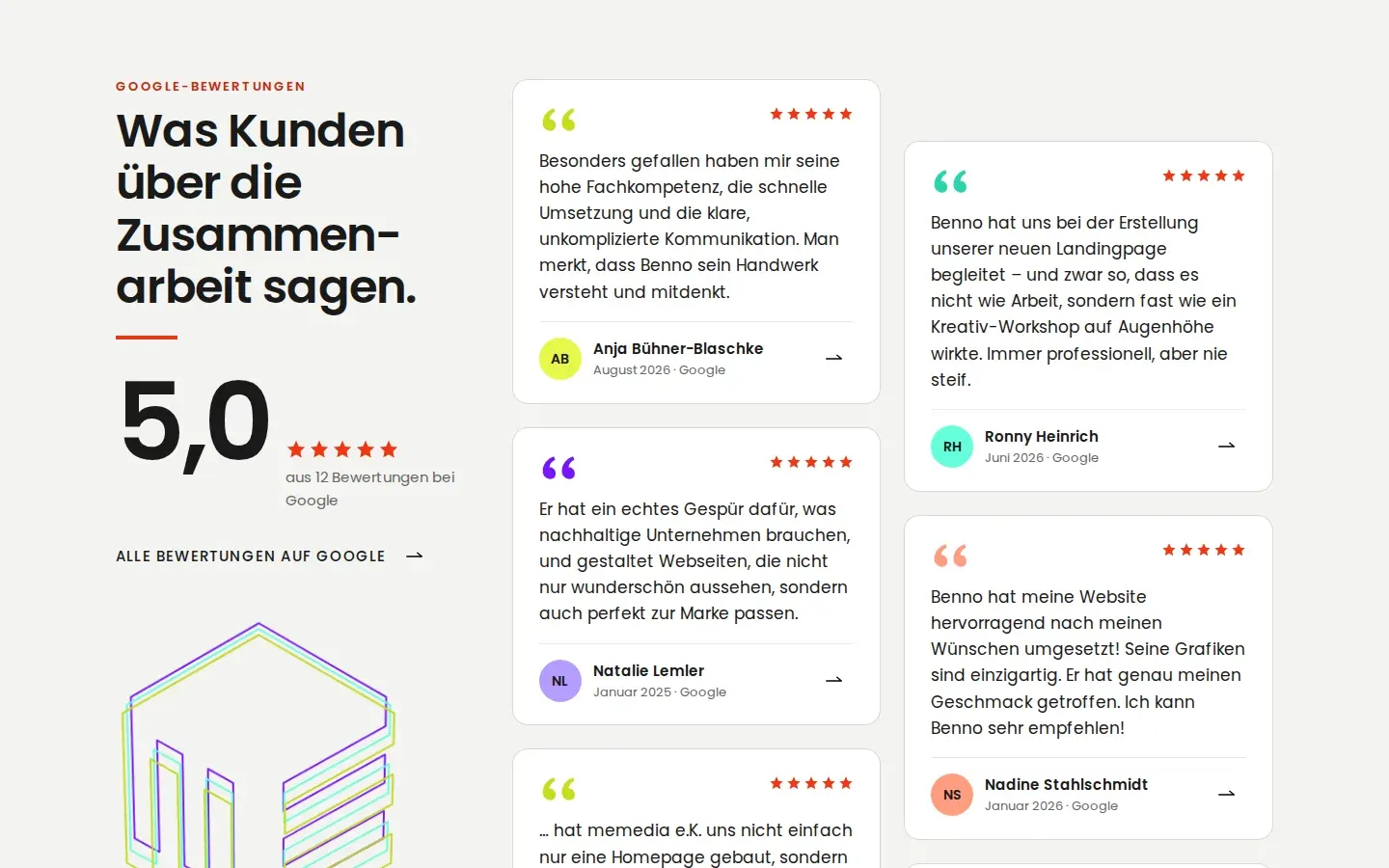 Screenshot memedia.de, Startseite