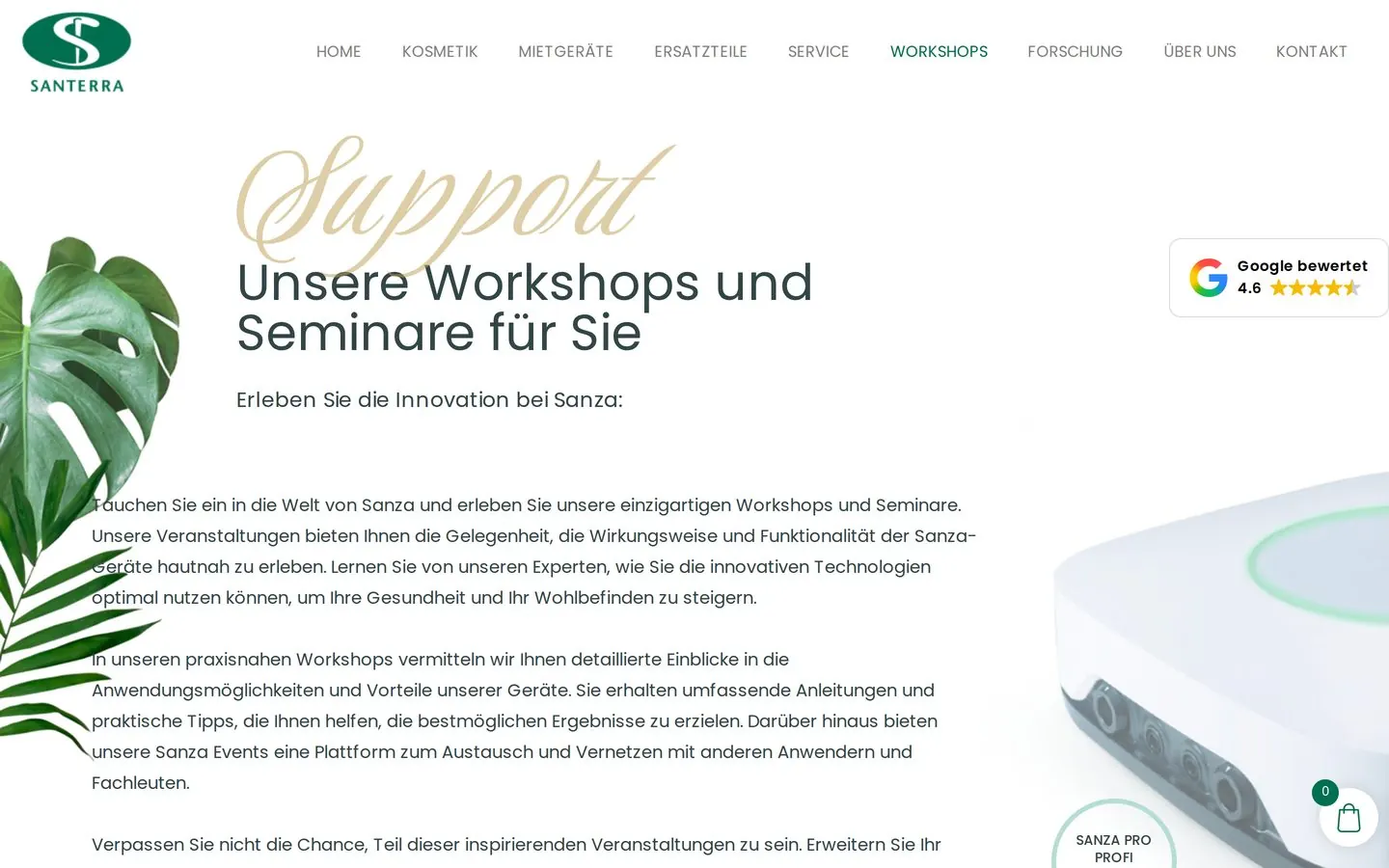 Screenshot santerra.net/workshops