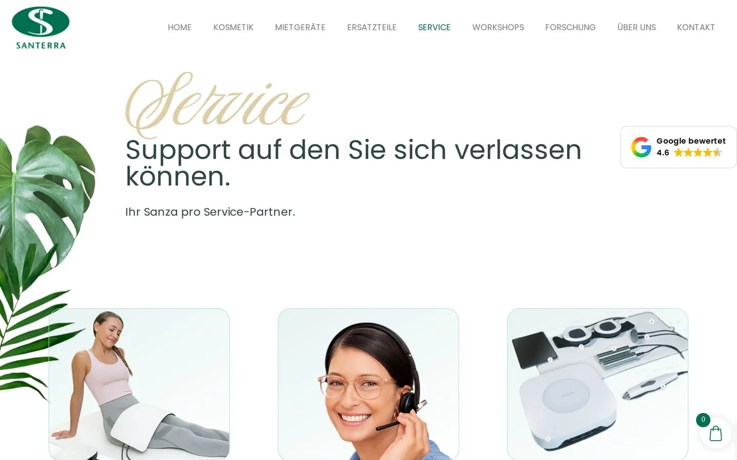 Screenshot santerra.net/service